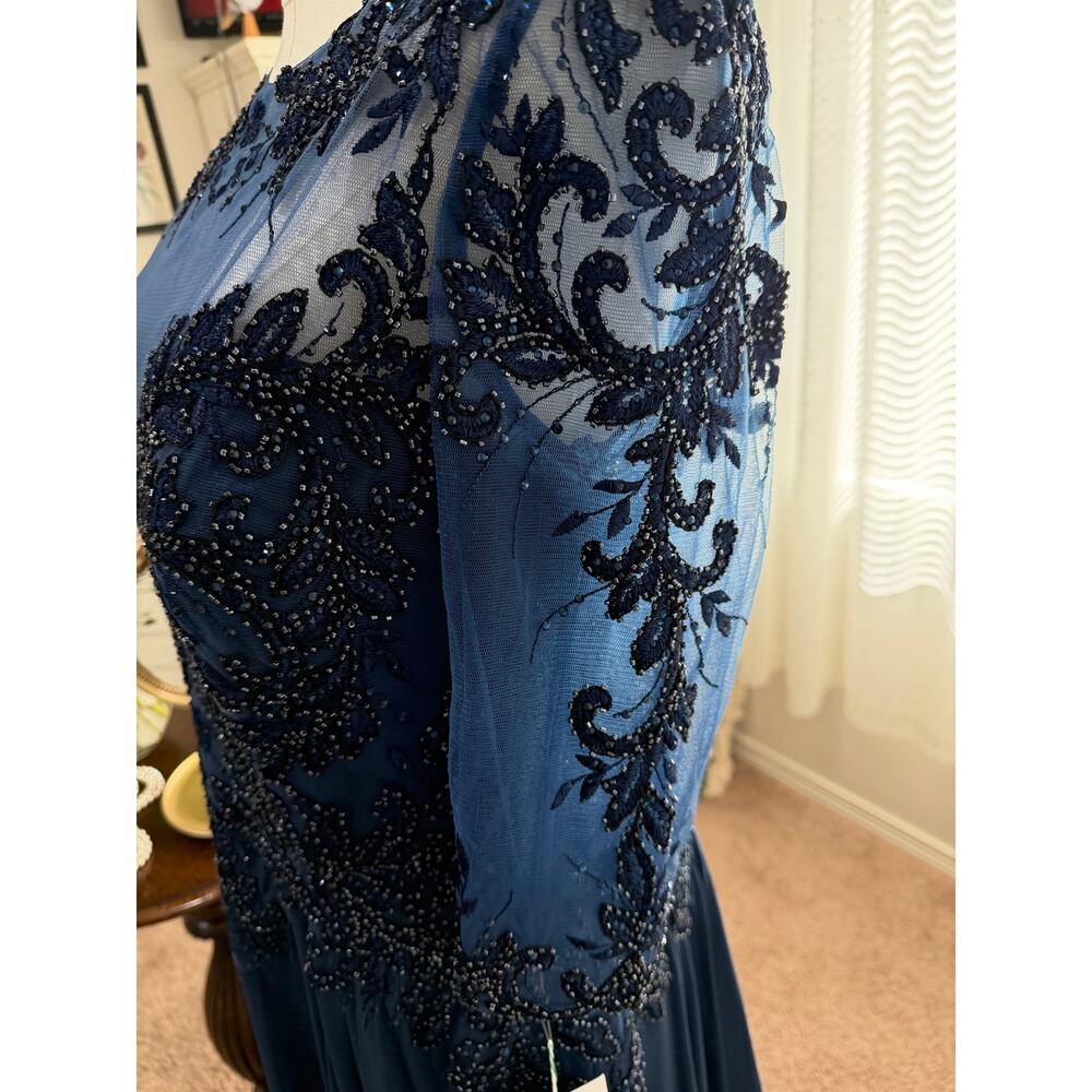 MGNY 71908 Navy Beaded Evening Gown Size 10 NWT | Mother of Bride - Picture 6 of 12